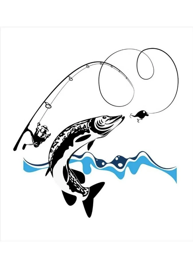 Ambesonne Big Pike Twin Duvet Cover Set with sham Blue White Fishing - Image 2 of 3