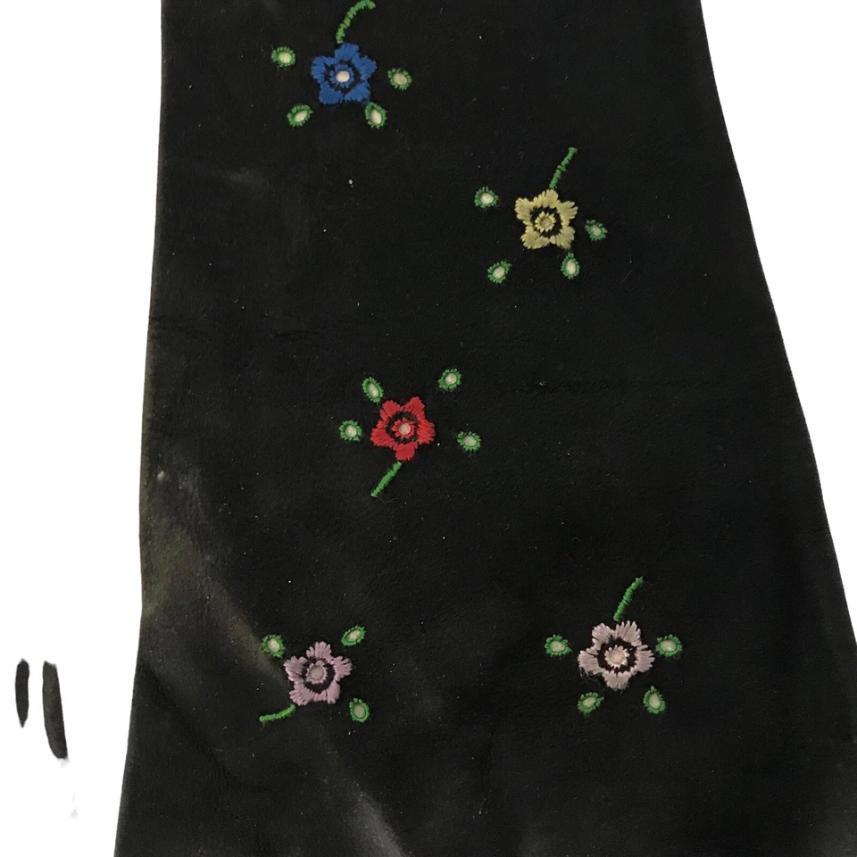 Guantes Kidskin Negros 14” Vintage Años 40 Bordados Flores Europeas Foto 3 de 4