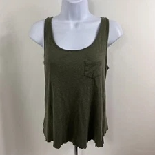 Cynthia Rowley Tank Top Women's Medium Cropped Raw Hem Lightweight Green