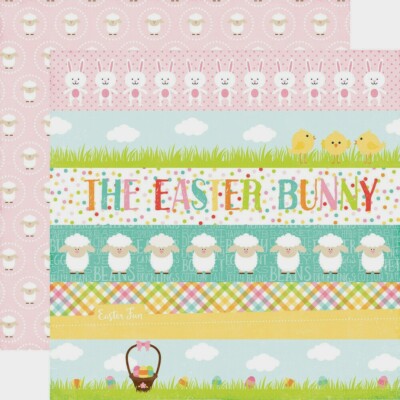 Easter Echo Park 12'' Cardstock Border Strips Cut aparts Bunny Basket Eggs Chicks