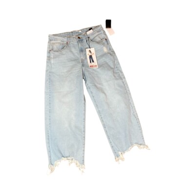 Celebrity Pink Juniors High Rise Wide Leg Distressed Jeans Size 11/30 Blue  NWT