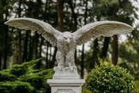 Adler Steinadler Steinfigur H.83 Cm 58 X 179 Cm Grau 118 Kg Beton Frostsicher