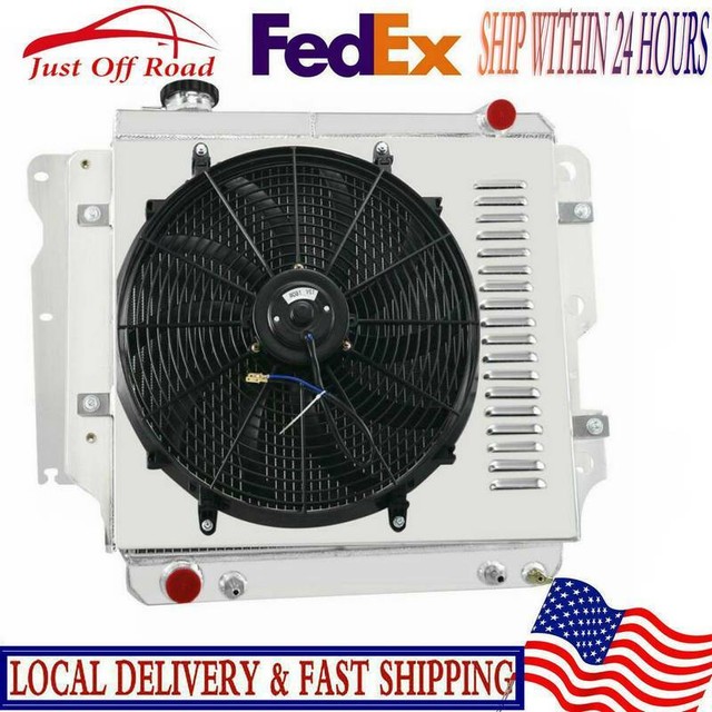 4 Row Aluminum Radiator Shroud Fan For 8706 Jeep Wrangler YJ TJ 2.4L4