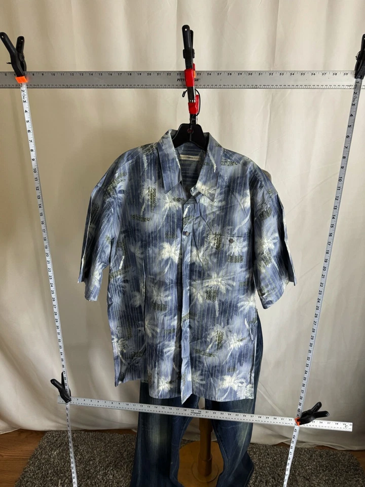 Campia Green Bleu Floral SHORT SLEEVE SHIRT Large L  - Image 3 of 4