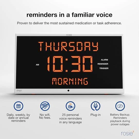 Reloj despertador recordatorio parlante SiMPL Rosie 2 Foto 3 de 4