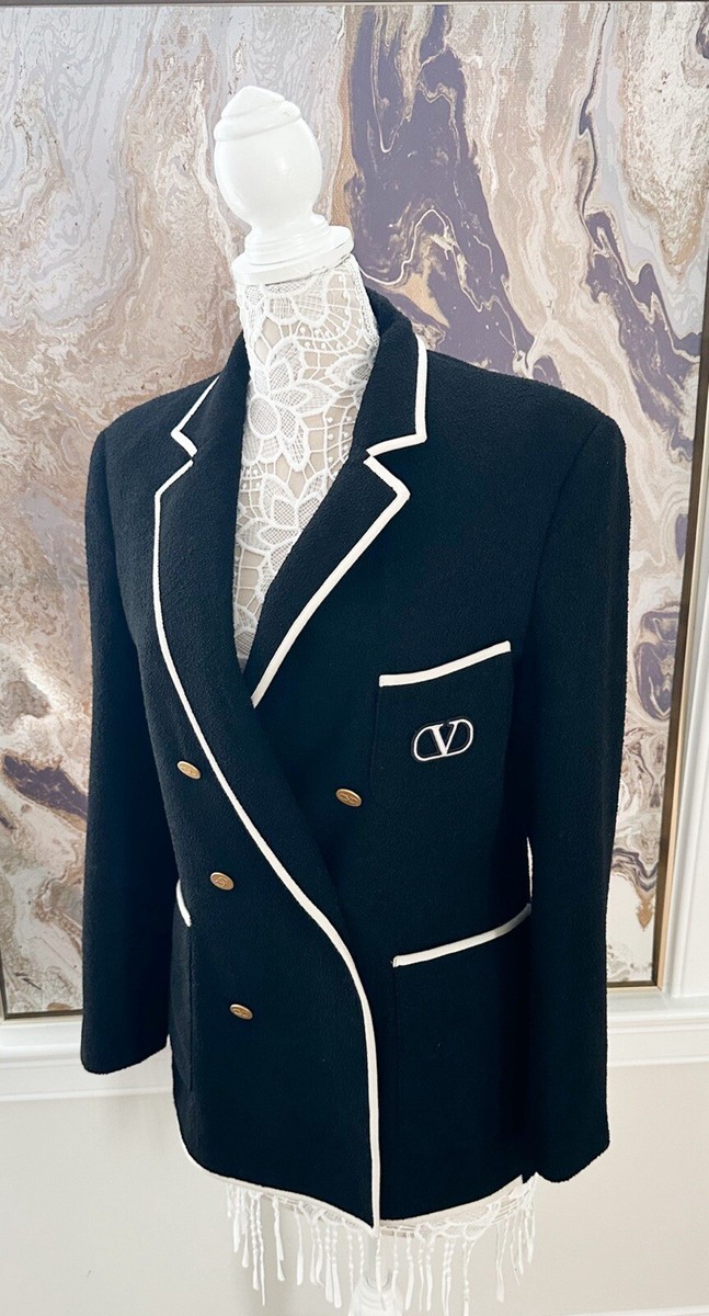 Valentino Double Breasted Boucle Wool VLogo Jacket Blazer | eBay