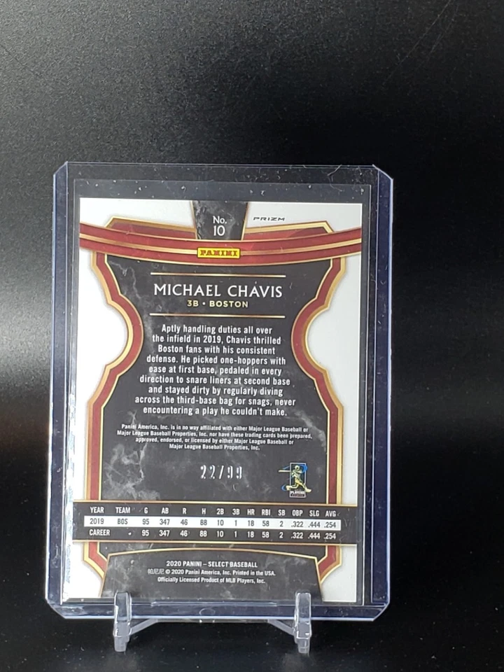 MICHAEL CHAVIS 2020 Select Green Prizm RED SOX #'d /99 - Image 2 of 2