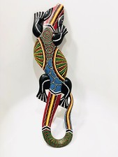 Wooden Gecko Wall Hanging 50CM Carved Lizard Garden Ornament