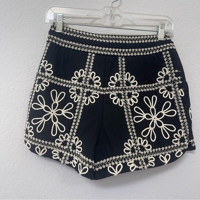 Sezane Carmen Shorts Black Ecru Embroidery Size 34 | eBay