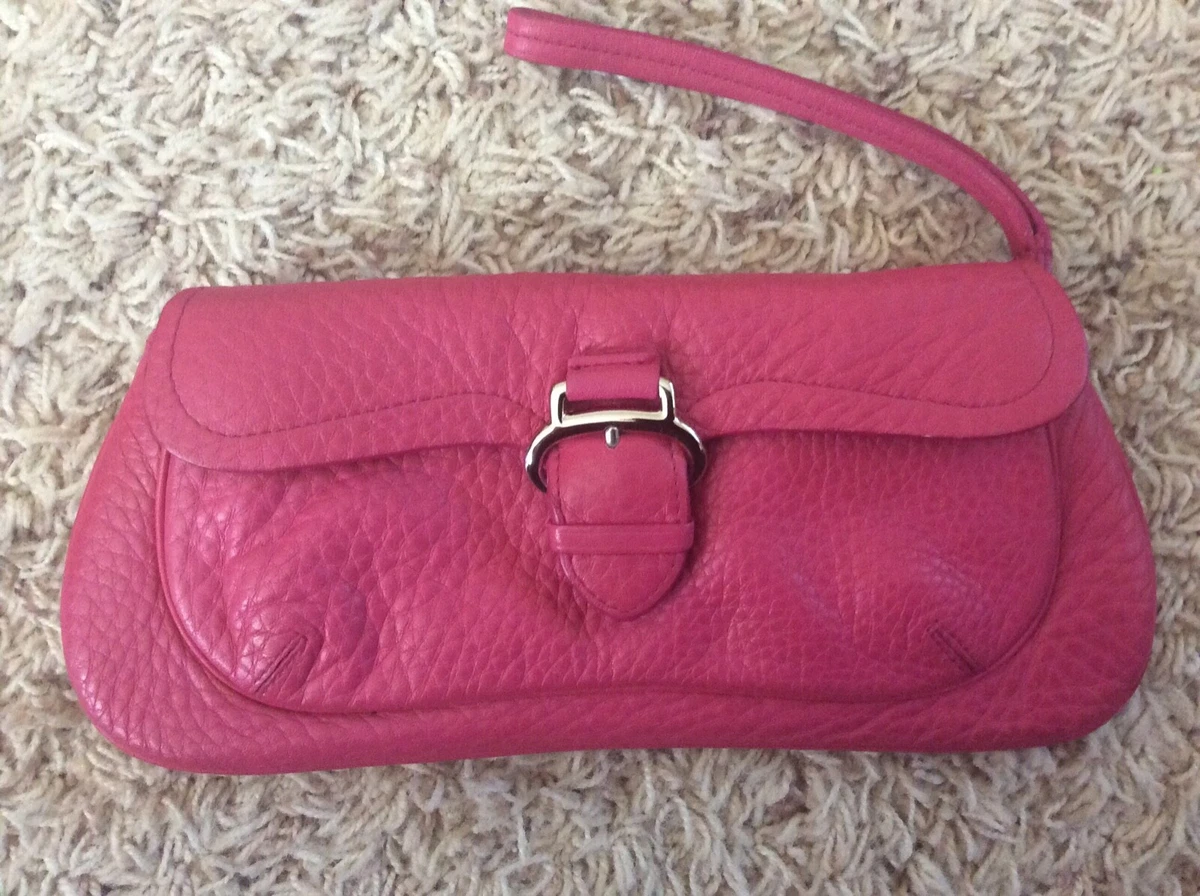 COLE HAAN Pink Leather Small Handbag Clutch Purse ZIPPER Seal Magnetic Closure