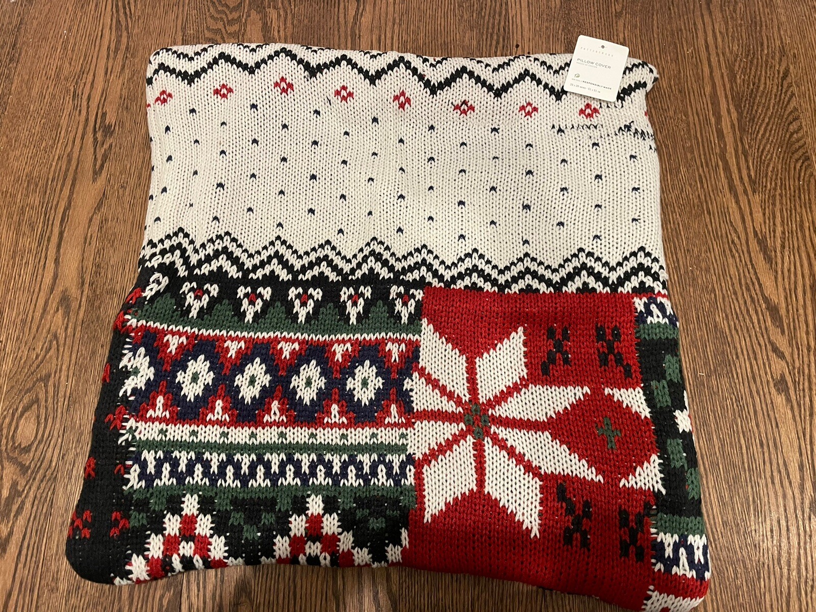Pottery Barn Patchwork Fair Isle Sweater Pillow cover 20 x 20" New eBay