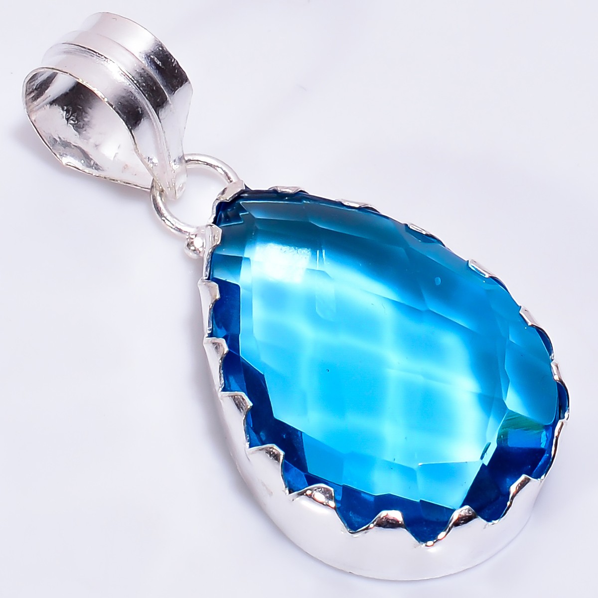 ブルートパーズ Swiss Blue Topaz Fashion Jewelry 925 Sterling Silver Pendant