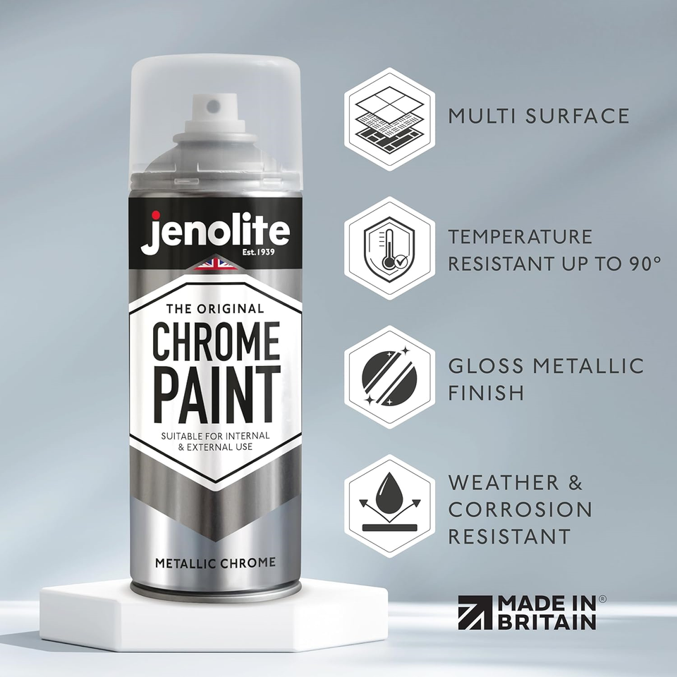 JENOLITE Chrome Spray Paint Smooth Metallic Silver Spray Paint