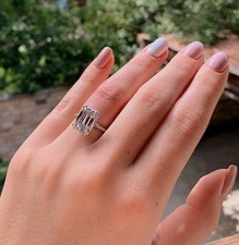 Emerald 2.40CT Simulated White Sapphire Double Solitaire Engagement Women's Ring