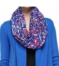 LILLY PULITZER BREWSTER BLUE REEL ME IN RILEY INFINITY LOOP SCARF PINK