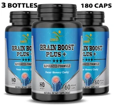 Brain Boost Plus Promotes Mental Clarity Focus & Memory Supplement 180 Capsules