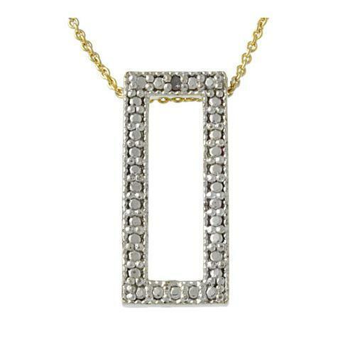 18k Gold over Silver Diamond Accented Rectangle Pendant - Picture 1 of 1