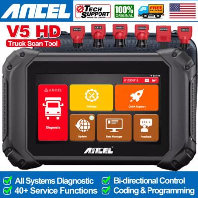 ANCEL V5 HD Heavy Duty Truck Diesel OBD Diagnostic Scanner ECU Coding DPF Regen
