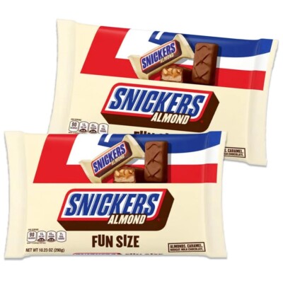 Snickers Almond Fun Size Chocolate Candy Bars 2 Bags 10.23oz Perfect Snack