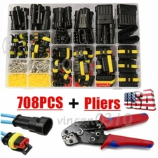 708Pcs 1-6 Pin Car Automotive Waterproof Electrical Wire Connector Plug Kit Set