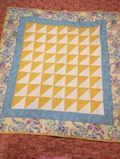 Handmade Crib Quilt Or Lap Quilt. Flying Geese Pattern 42" By 39"