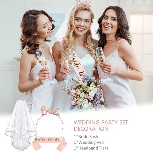 Bride to Be Schärpe Set 3-teilig Bridal Shower Deko Junggesellinnenabschied Weiß... - Bild 6 von 6