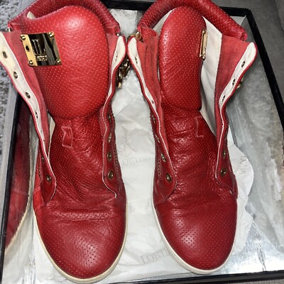 LORIBLU Mens Shoes Casual Soft Italian Leather Red 39 Missing Lace Read