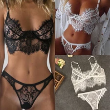 Sexy Lingerie Nightwear Underwear G-string Babydoll Women Lace Bra Sleepwear Set