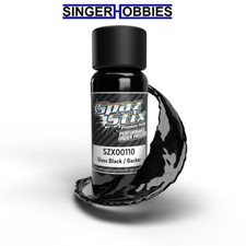 SPAZ STIX SZX00110 High Gloss Black/Backer, Airbrush Ready Paint, 2oz Bottle HRP