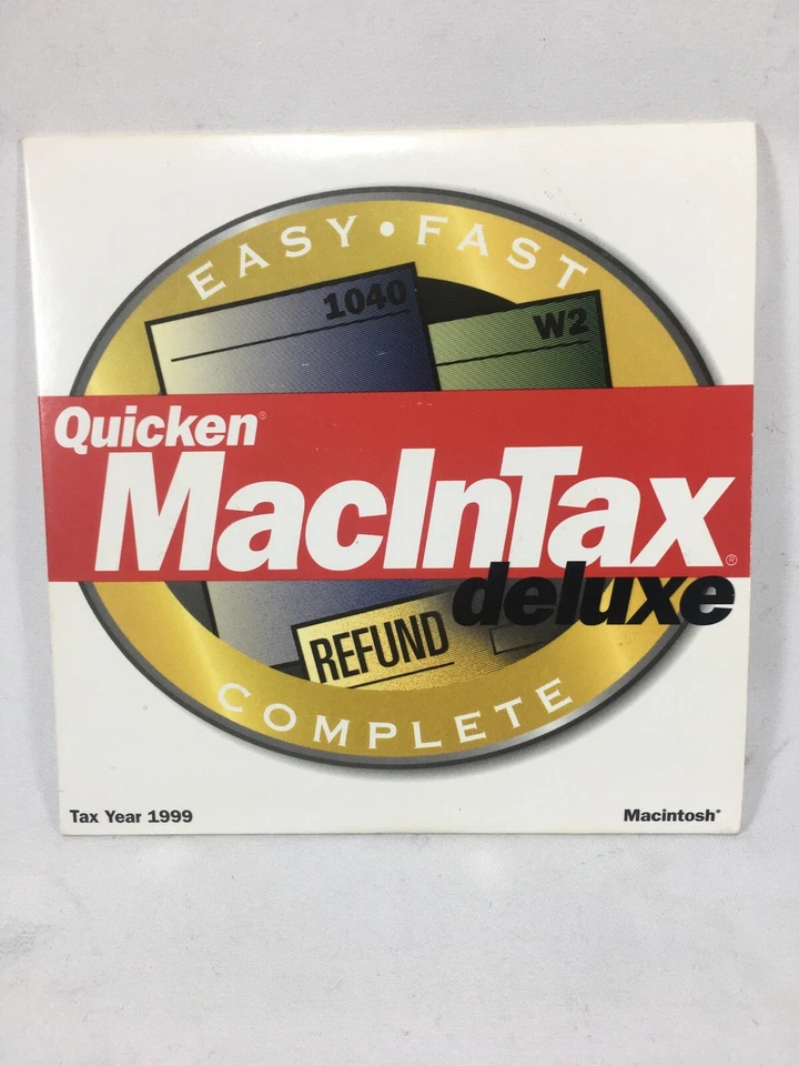 Used 1999 Quicken MacInTax Deluxe in orig sleeve. Complete Federal/State CD disc - Image 2 of 4