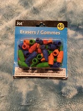 40 Colorful Pencil Eraser Tops School Supplies Assorted Colors NEW IN PACKAGE