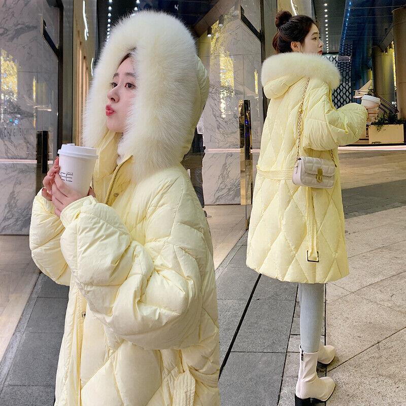 90% White Duck Down Jacket Womens Winter Fox Fur Collar Thicken