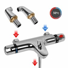 Thermostatic Bath Shower Mixer Valve Bar Tap Modern Chrome Bathroom Deck Mounted