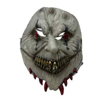 Adult Halloween Face Mask. Scary Costume. Demon Mask. Gray Mask Red Eyes