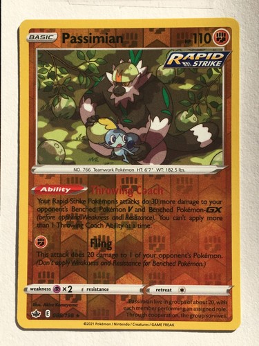 Passimian 088/198 Reverse Holo Rare Chilling Reign Pokemon Lightly Played LP - Picture 3 of 9