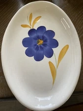 La Primula Italy Vibrant Blue And Yellow Floral Serving Platter Hand Painted