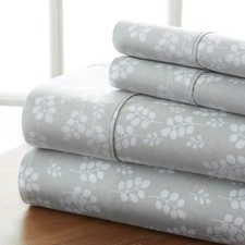 Ultra Luxury Wheat Pattern 4 Piece Bed Sheet Set Kaycie Gray Fashion Collection