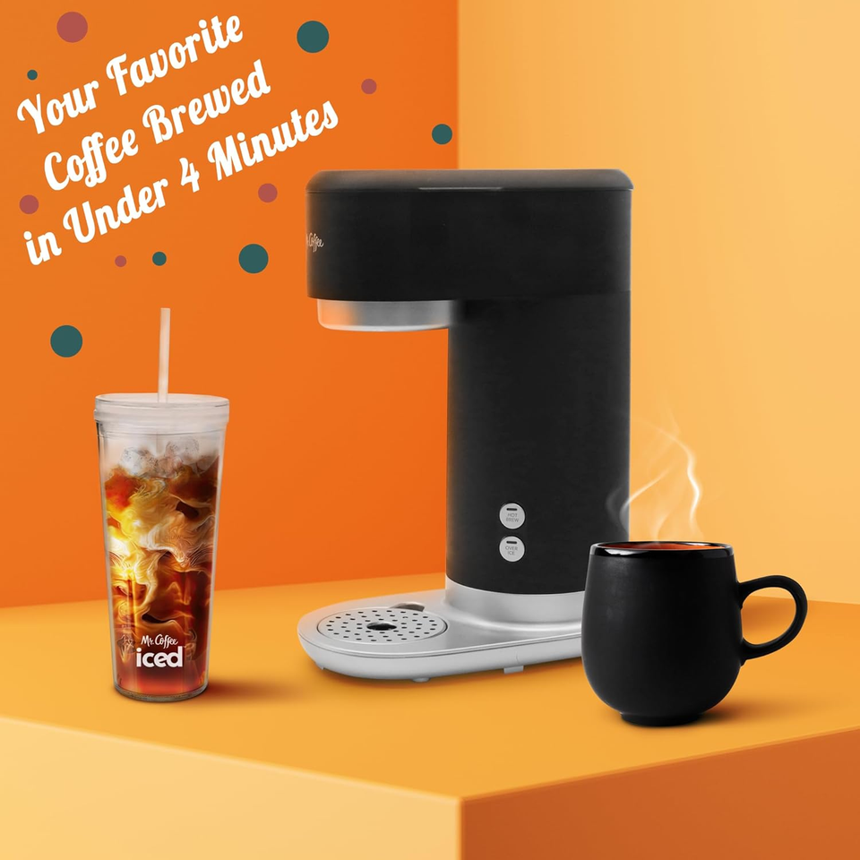 Iced Coffee Maker, Single Serve Hot and Cold Coffee Maker with 22 Ounce