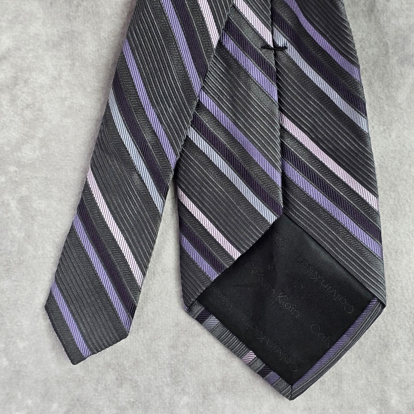 Calvin Klein Gray Purple Stripe Repp Executive Silk Geometric Neck Tie Men's image 5