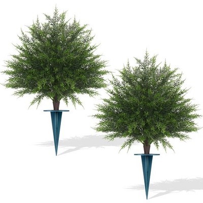 Artificial Cedar Topiary Trees,16'' UV Resistant Fake Evergreen Shrubs Bushes...