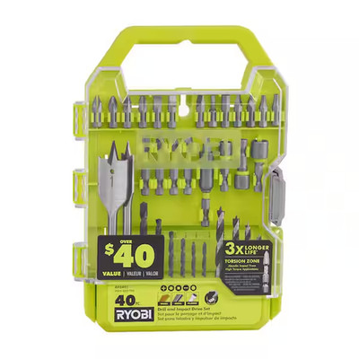 RYOBI Drill and Impact Drive Kit Drill Driver Bits Driving Bit Set 40 Piece