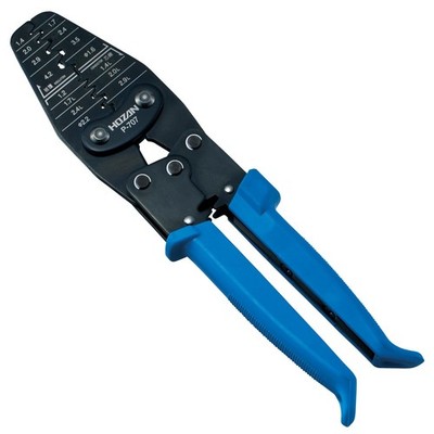 Hozan P-707 Crimping Tool (for Open Barrel Type Contacts), Blue, Black 