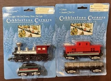 Cobblestone Corners Engine,Tender, Caboose, Flat Car Real Running Action & Light