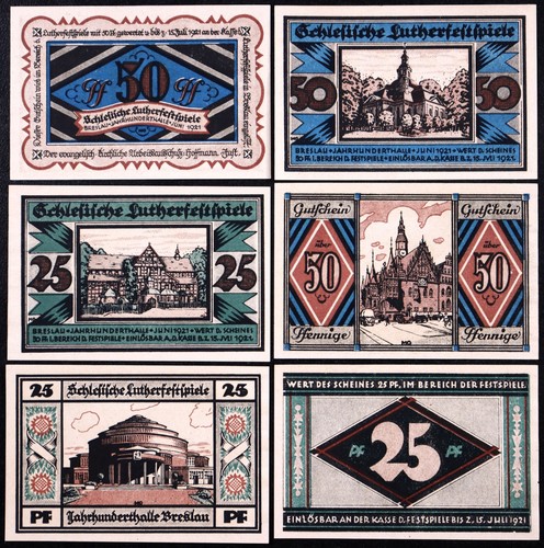 BRESLAU / WROCŁAW 1921 "Martin Luther" Complete w/RAREST ERROR Notgeld Poland - 第 2/2 張圖片