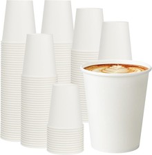 VPACKDUO 100 Pack 8 oz Paper Cups, Disposable Coffee Cups, White Hot/Cold
