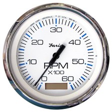 Faria Chesapeake White Ss 4 Tachometer Whourmeter - 6000 Rpm Gasinboard