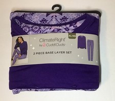 New Purple 2 Piece ClimateRight by Cuddl Duds Women’s Base Top & Legging Set XL