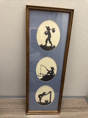 Scherenschitte Small Huck Finn Style Silhouette Wall Art 1988 Vintage