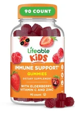 Lifeable Kids Immune Support Gummies | Elderberry Vitamin C and Zinc | Great ...