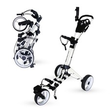 Qwik-Fold 3-Wheel Golf Push Cart with 360  Swivel Front Wheel  Foot Brake   ...